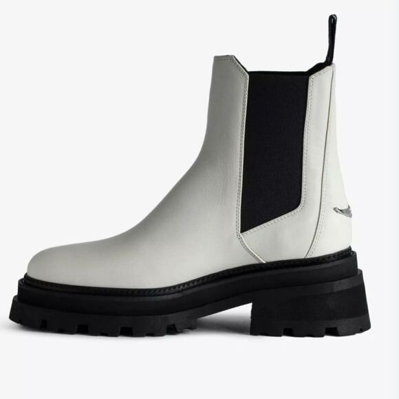 Zadig & Voltaire boots Semy Chelsea Ride platform combat Boot cream New 38/7 - Picture 1 of 17